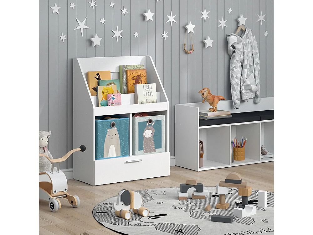 Bibliothèque enfant blanc 72x31.2x96.2 luigi