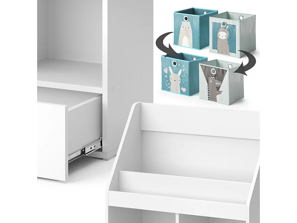 Bibliothèque enfant blanc 72x31.2x96.2 luigi