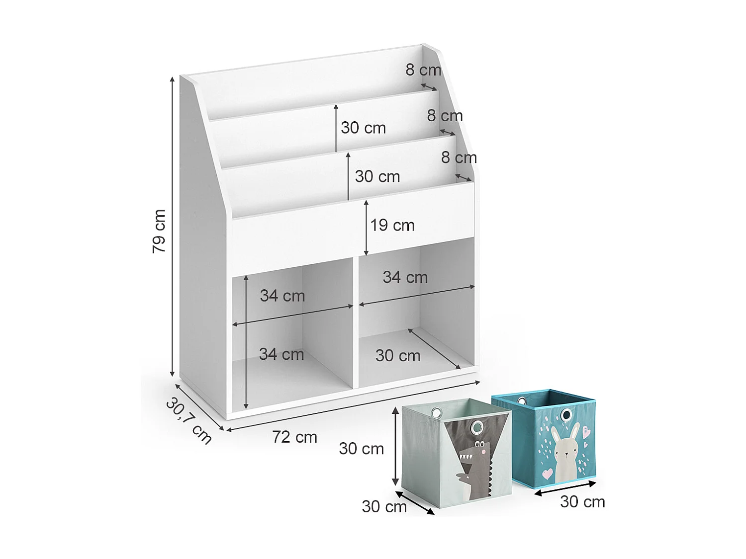 Libreria bambini bianco 72x30.7x79 luigi
