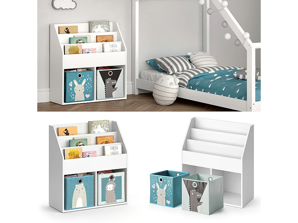 Bibliothèque enfant blanc 72x30.7x79 luigi