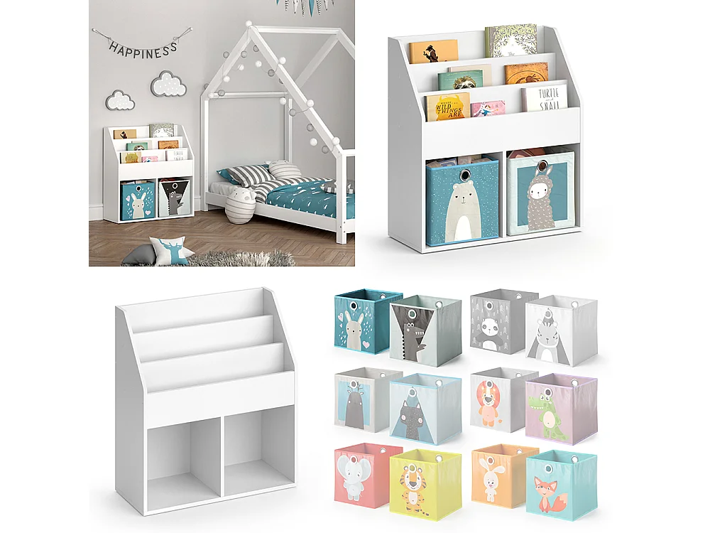 Bibliothèque enfant blanc 72x30.7x79 luigi