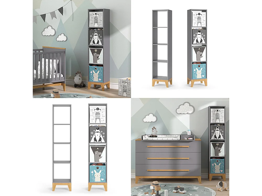 Kinderregal grau 35.2x30x159.5 malia