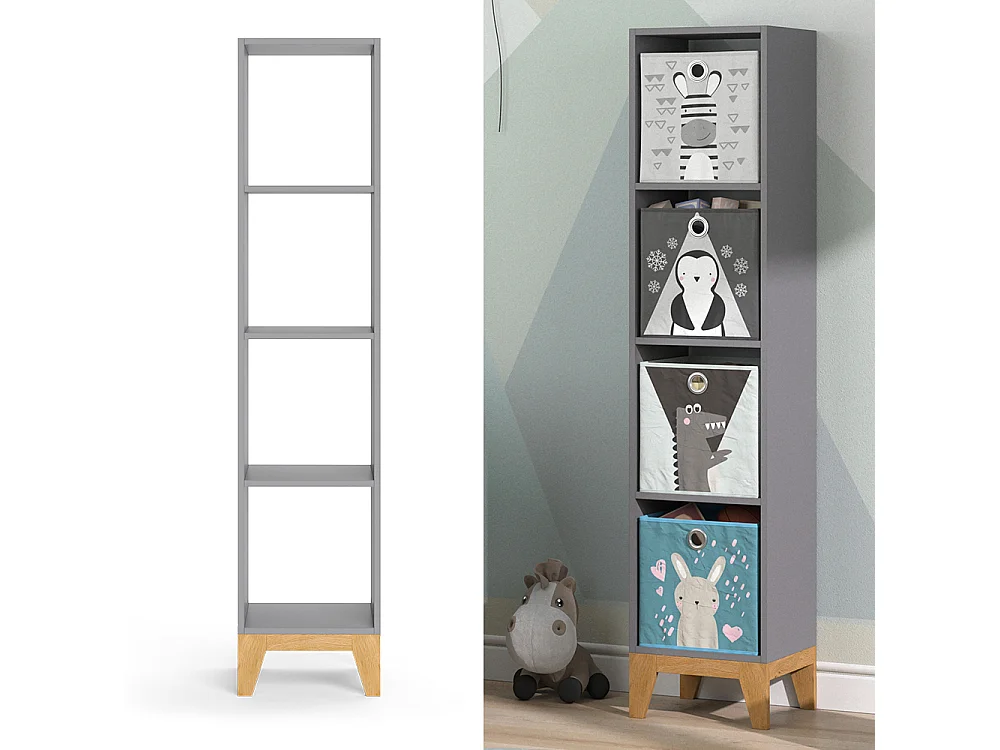 Bibliothèque enfant gris 35.2x30x159.5 malia