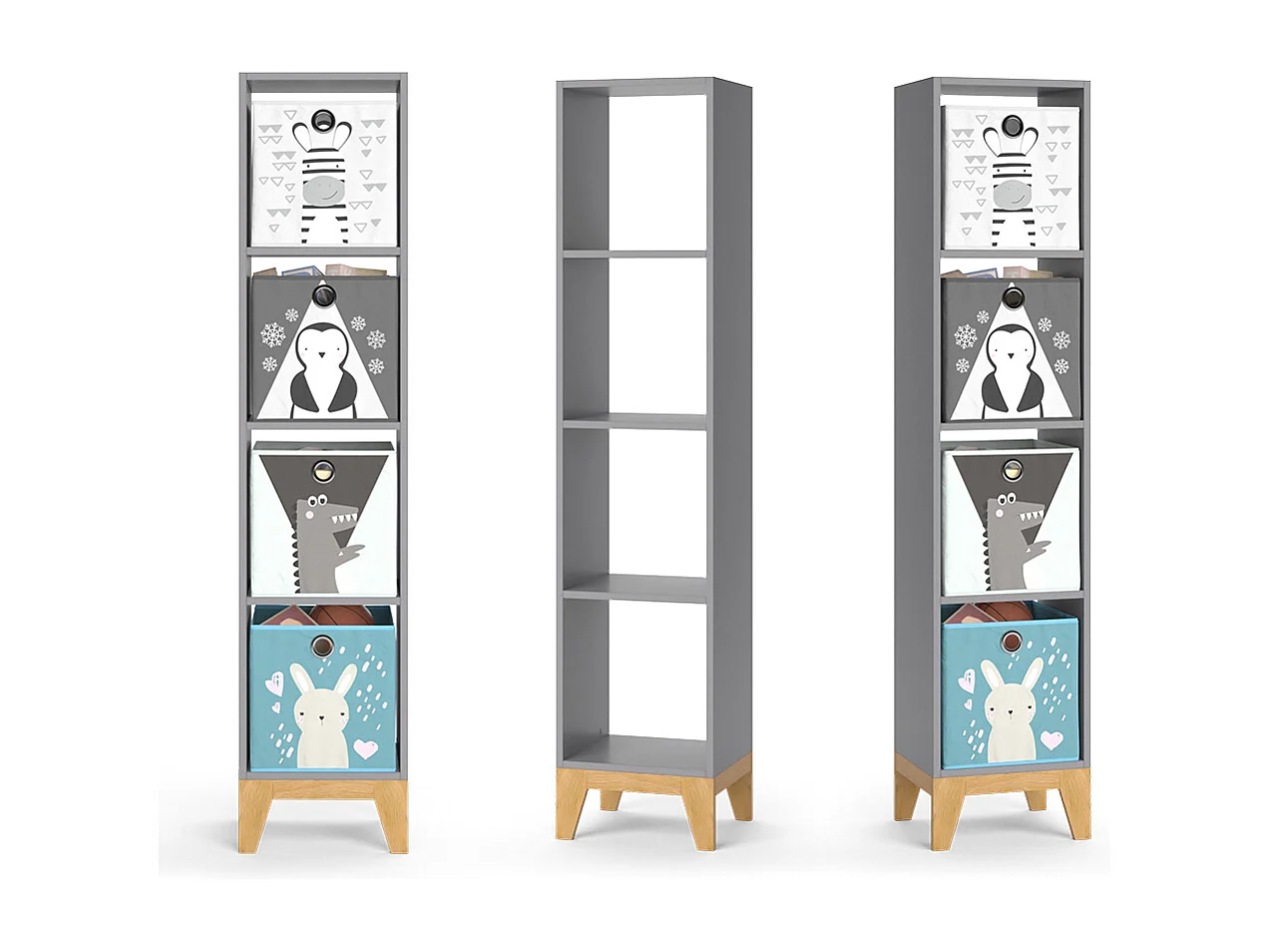 Bibliothèque enfant gris 35.2x30x159.5 malia