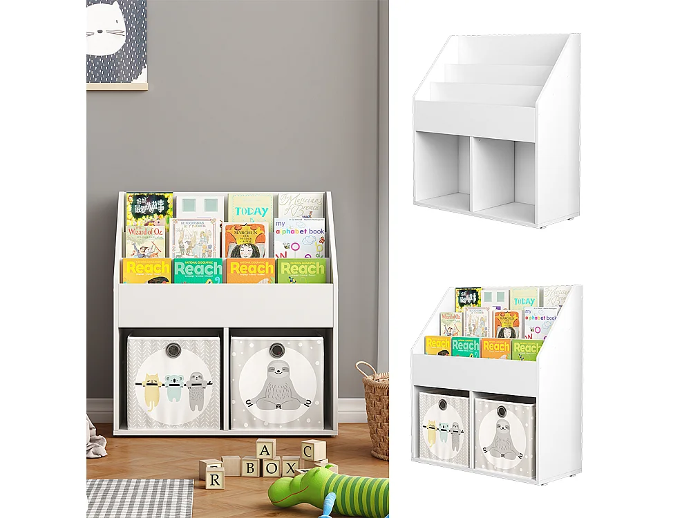 Bibliothèque enfant blanc 72x30.5x79 conny
