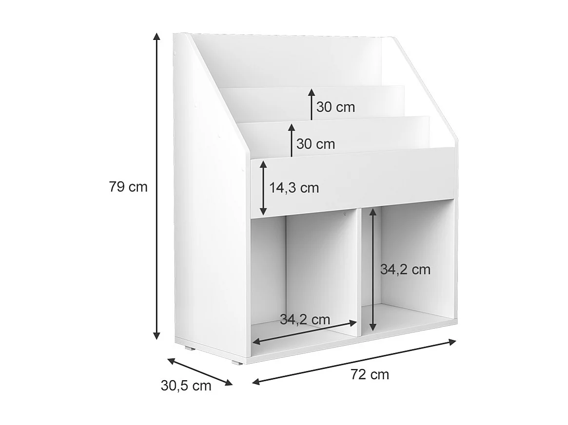 Bibliothèque enfant blanc 72x30.5x79 conny
