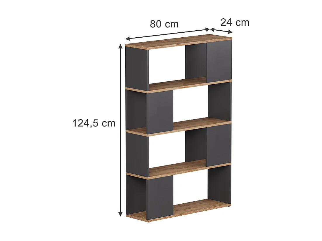 Raumteiler anthrazit/goldkraft eiche 80x24x124.5 eneos