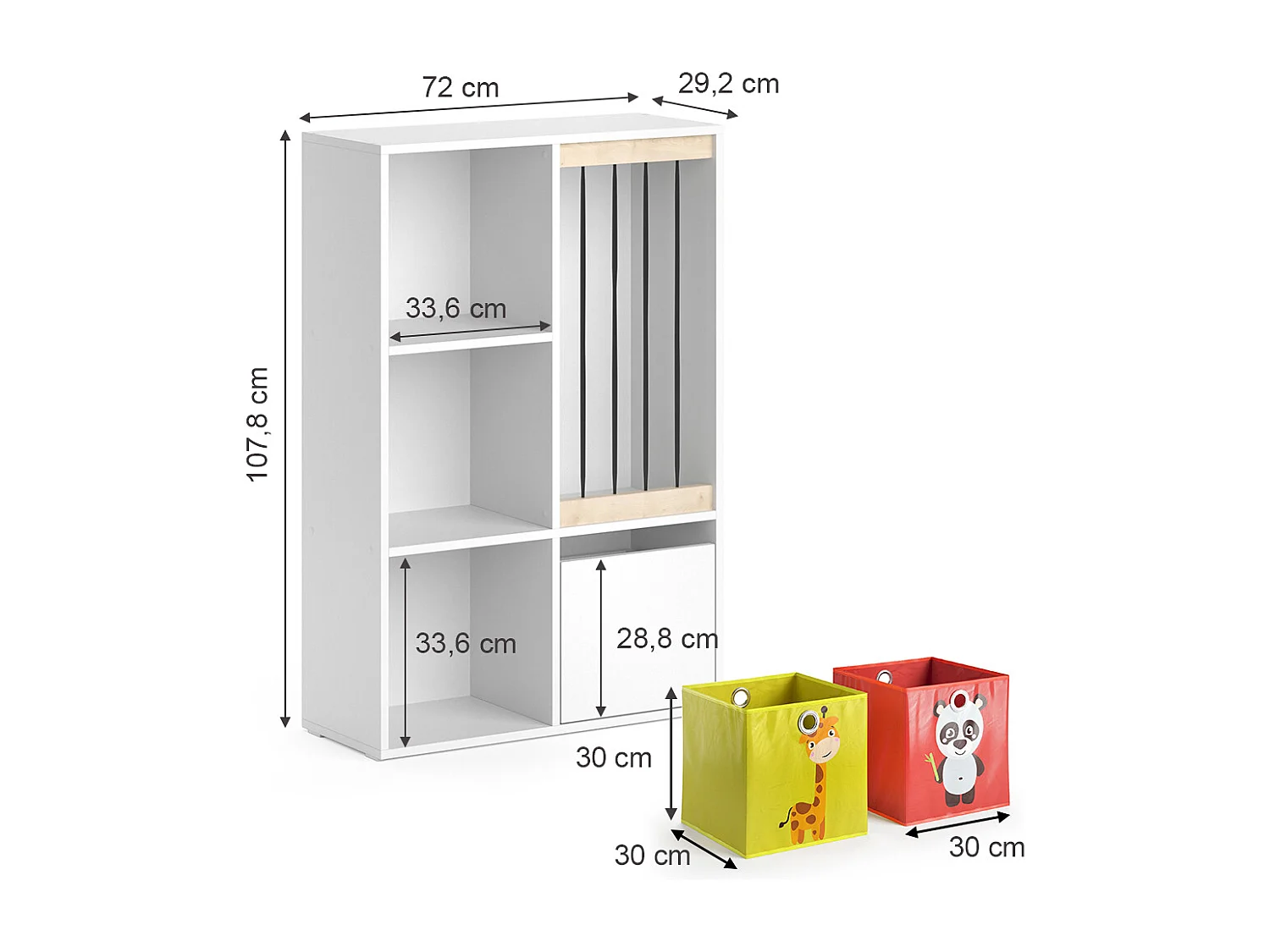 Bibliothèque enfant blanc 29.2x72x107.8 luigi