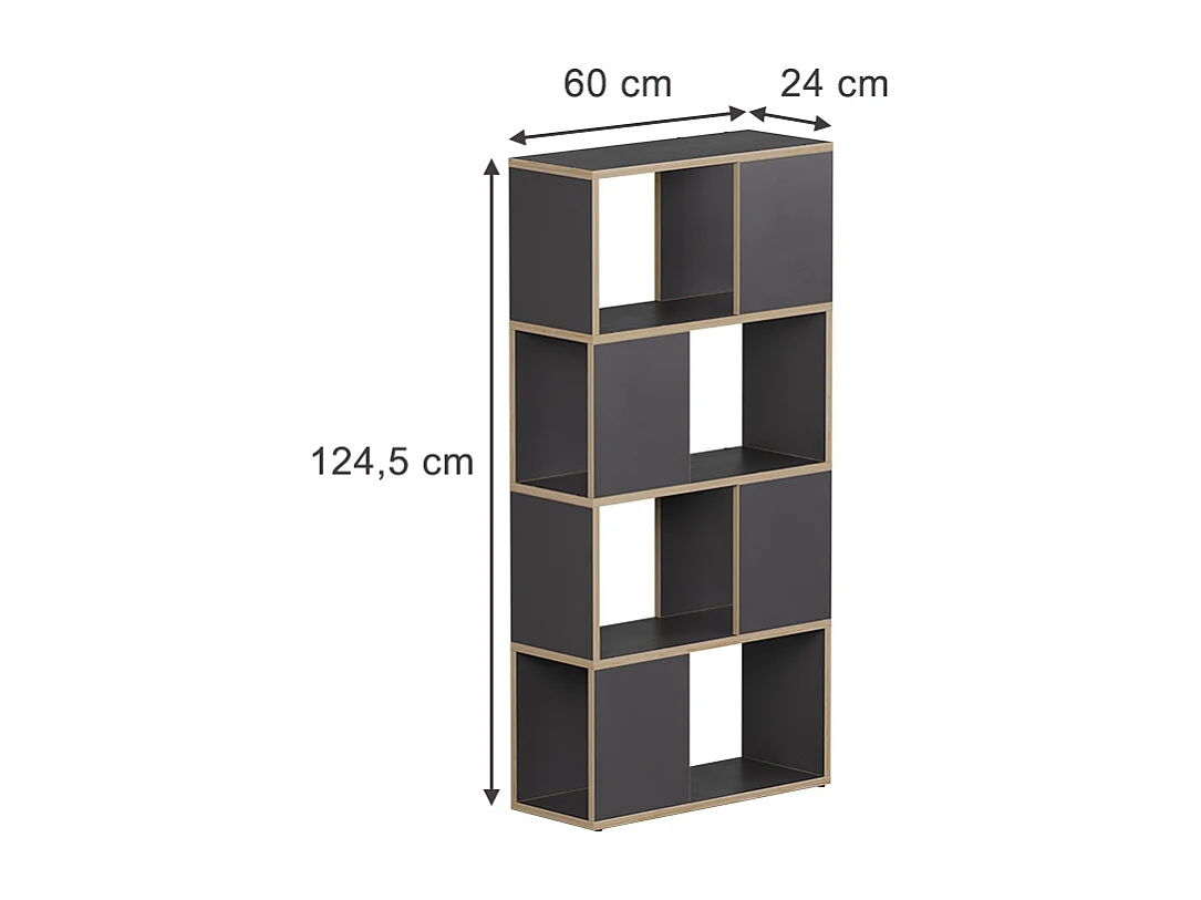 Raumteiler anthrazit/eiche 60x24x124.5 eneos