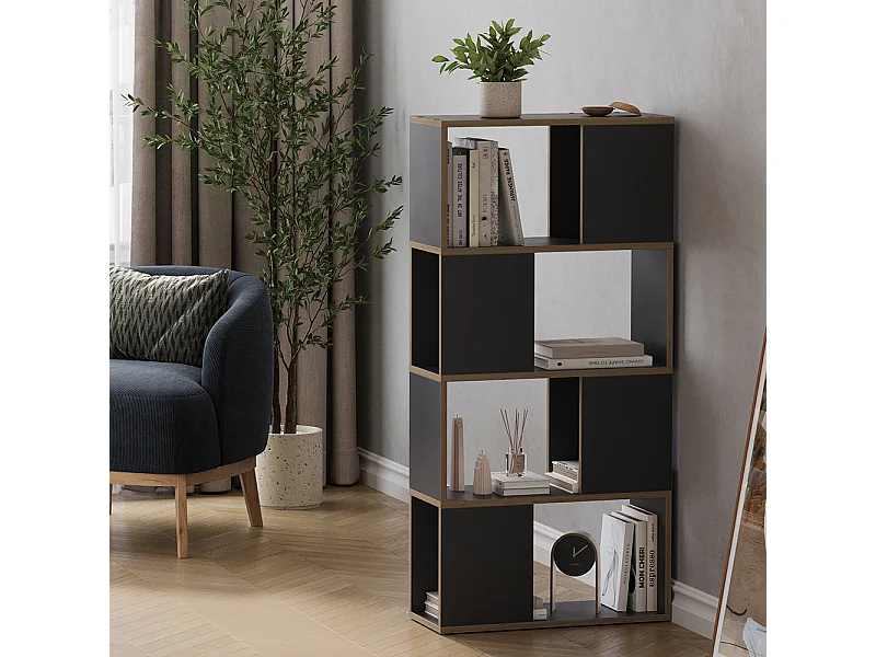 Séparateur de pièce anthracite/chêne 60x24x124.5 eneos