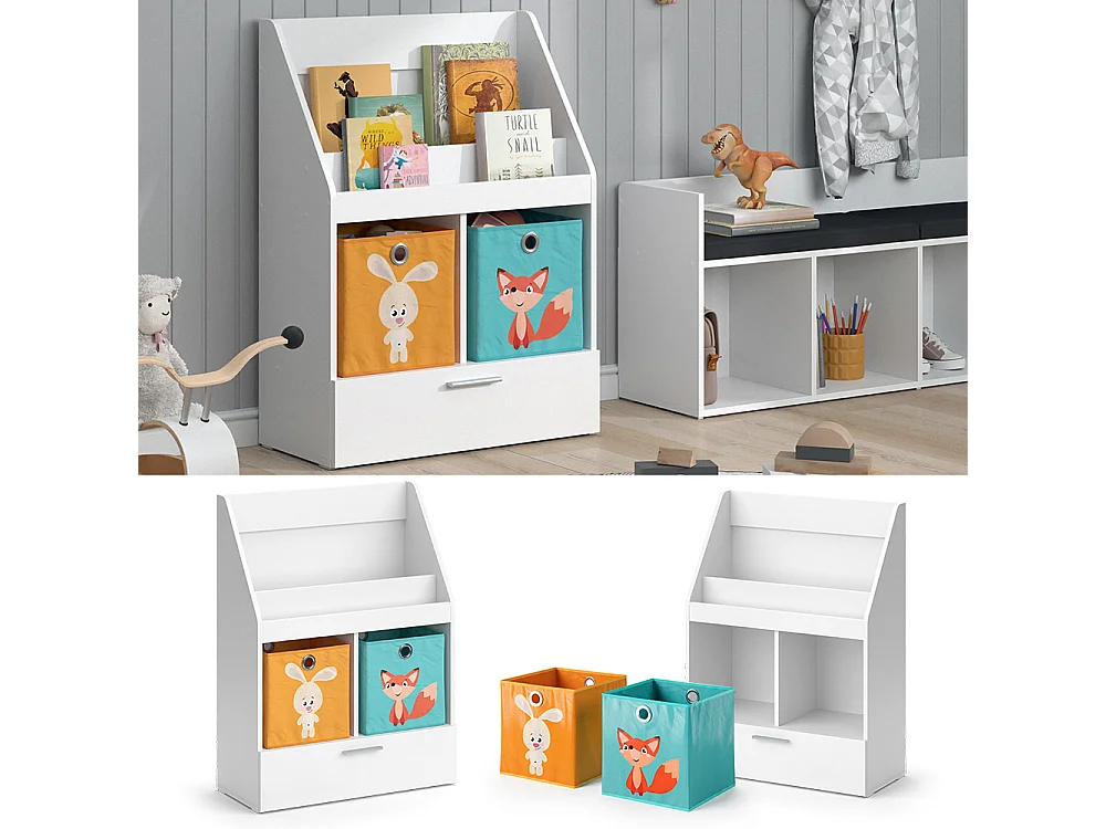 Bibliothèque enfant blanc 72x31.2x96.2 luigi