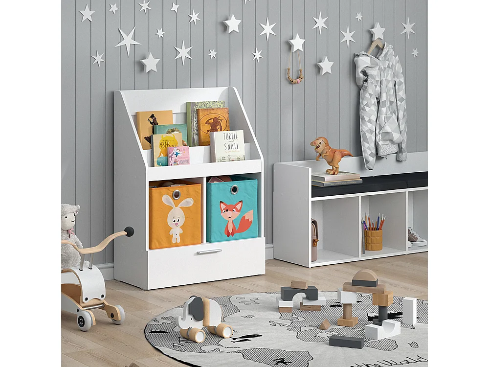 Bibliothèque enfant blanc 72x31.2x96.2 luigi