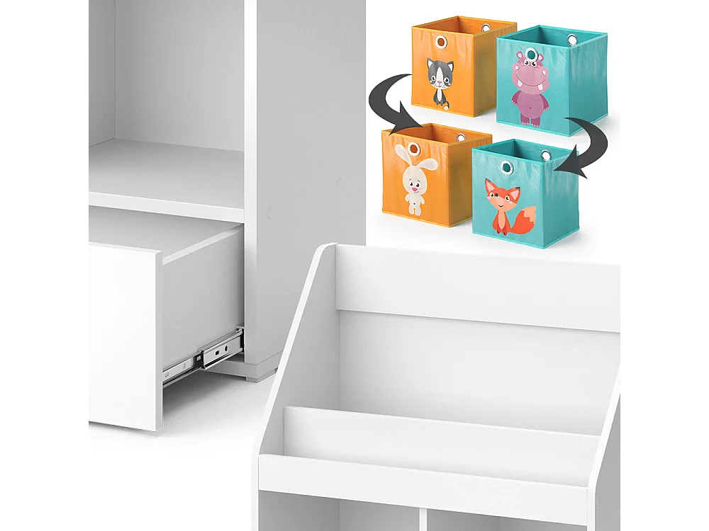 Bibliothèque enfant blanc 72x31.2x96.2 luigi