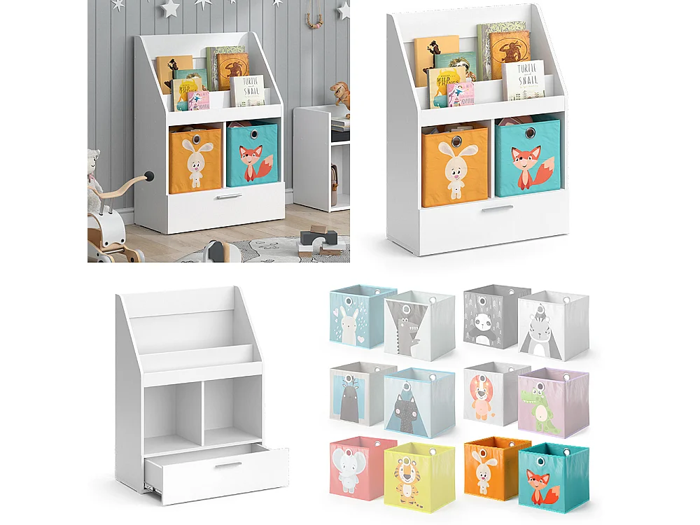 Bibliothèque enfant blanc 72x31.2x96.2 luigi