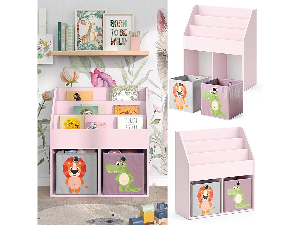 Bibliothèque enfant rose 72x30.7x79 luigi