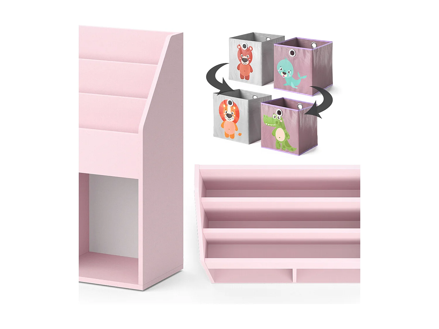 Bibliothèque enfant rose 72x30.7x79 luigi