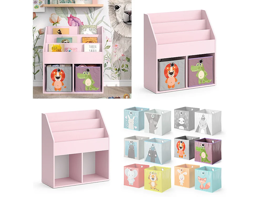 Bibliothèque enfant rose 72x30.7x79 luigi