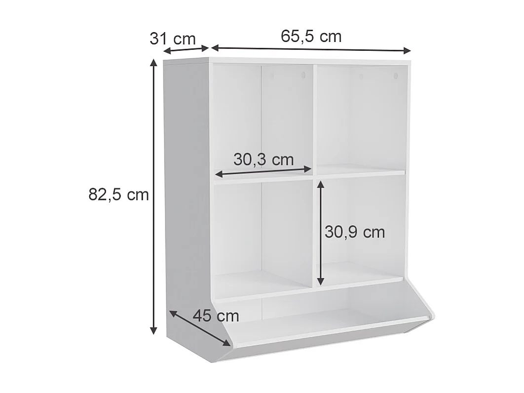 Étagère pour enfants blanc 65.5x31x82.5 conny