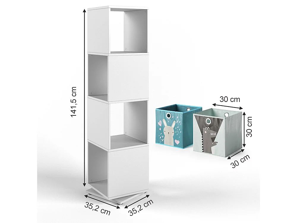 Bibliothèque enfant blanc 35.2x35.2x144.2