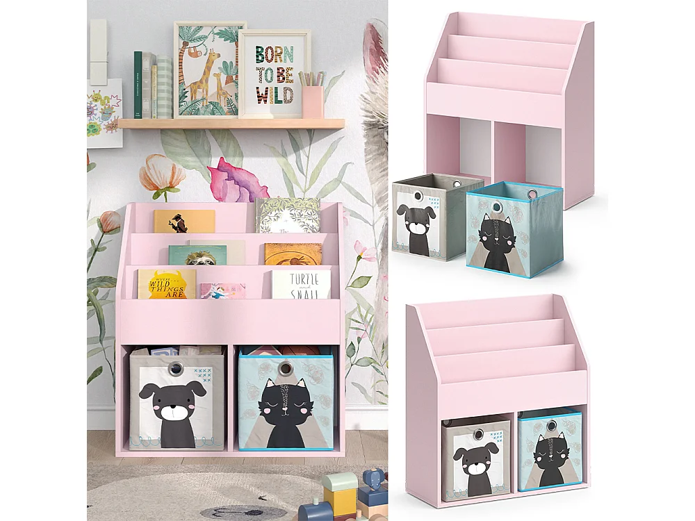 Kinderboekenkast roze 72x30.7x79 luigi