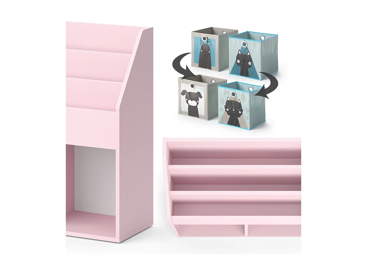 Bibliothèque enfant rose 72x30.7x79 luigi