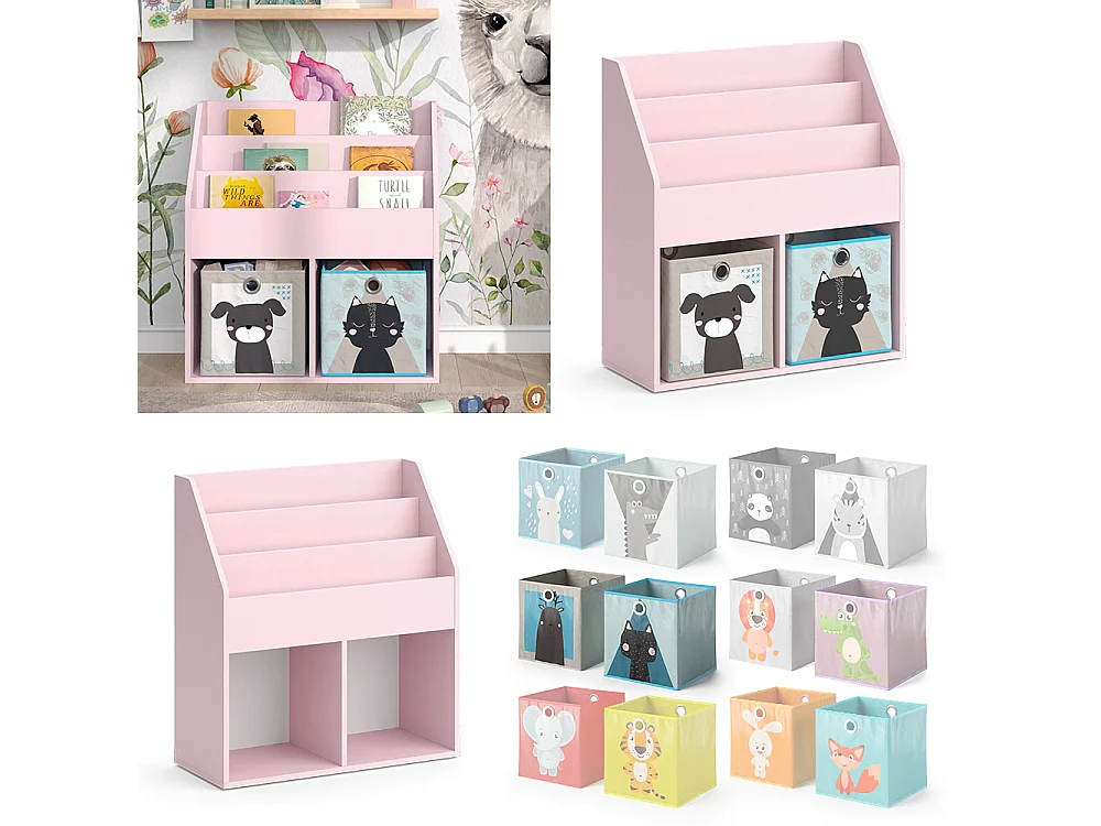 Bibliothèque enfant rose 72x30.7x79 luigi