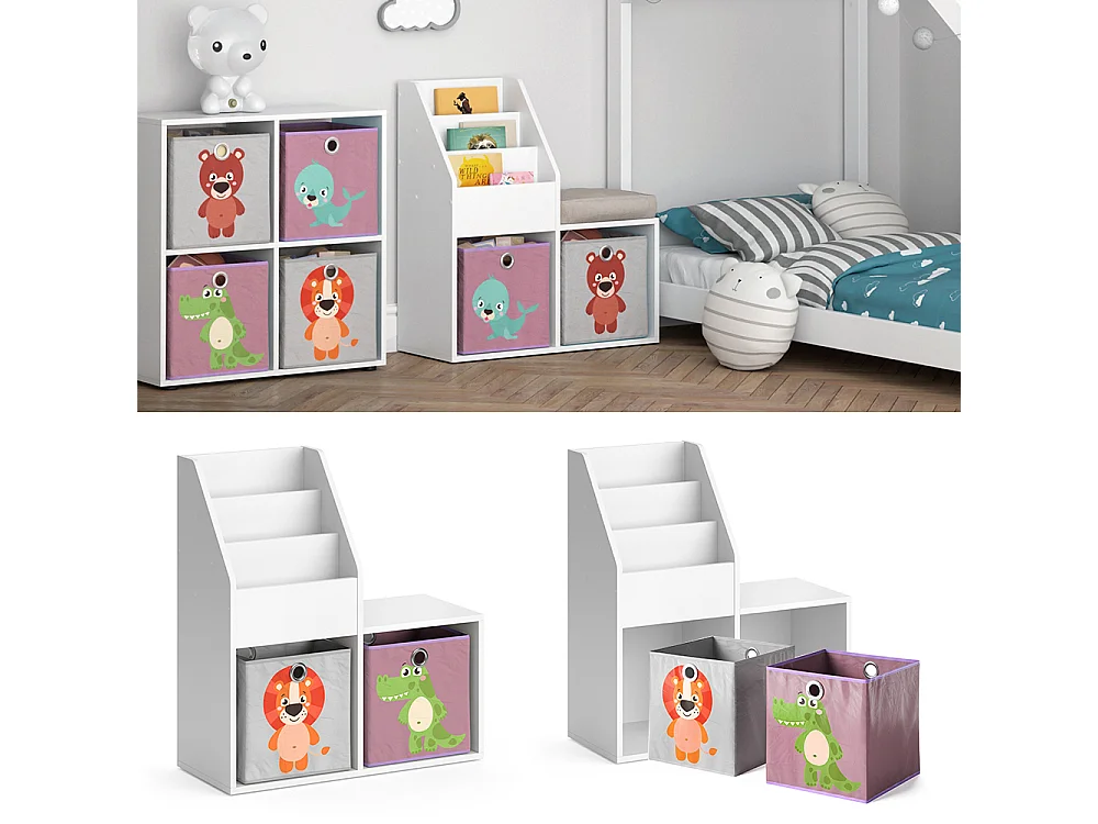 Bibliothèque enfant blanc 30.9x72x79 luigi