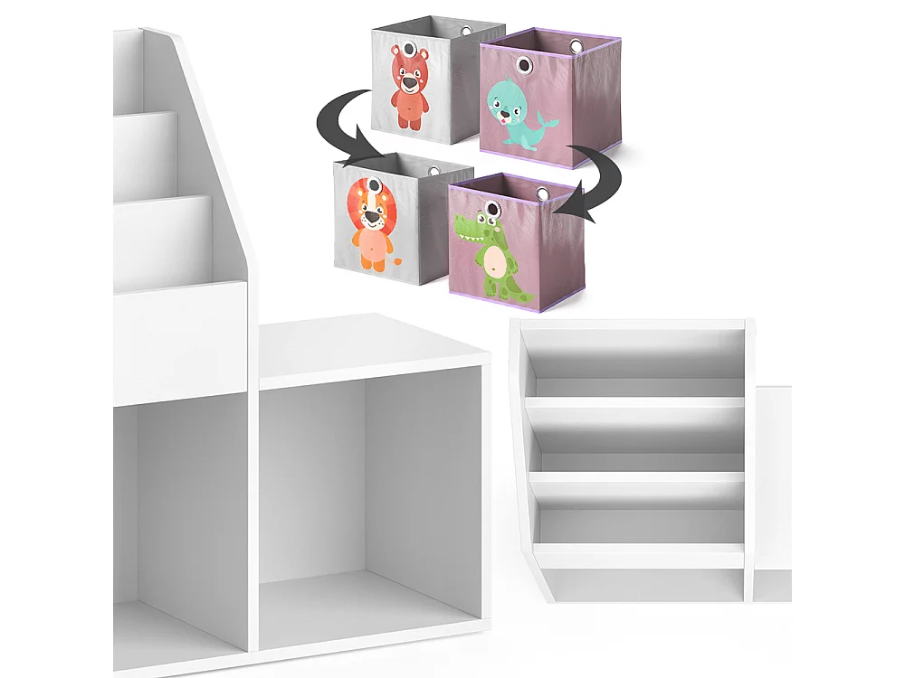 Bibliothèque enfant blanc 30.9x72x79 luigi