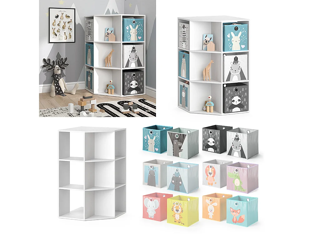 Bibliothèque enfant blanc 64x64x107.8 luigi