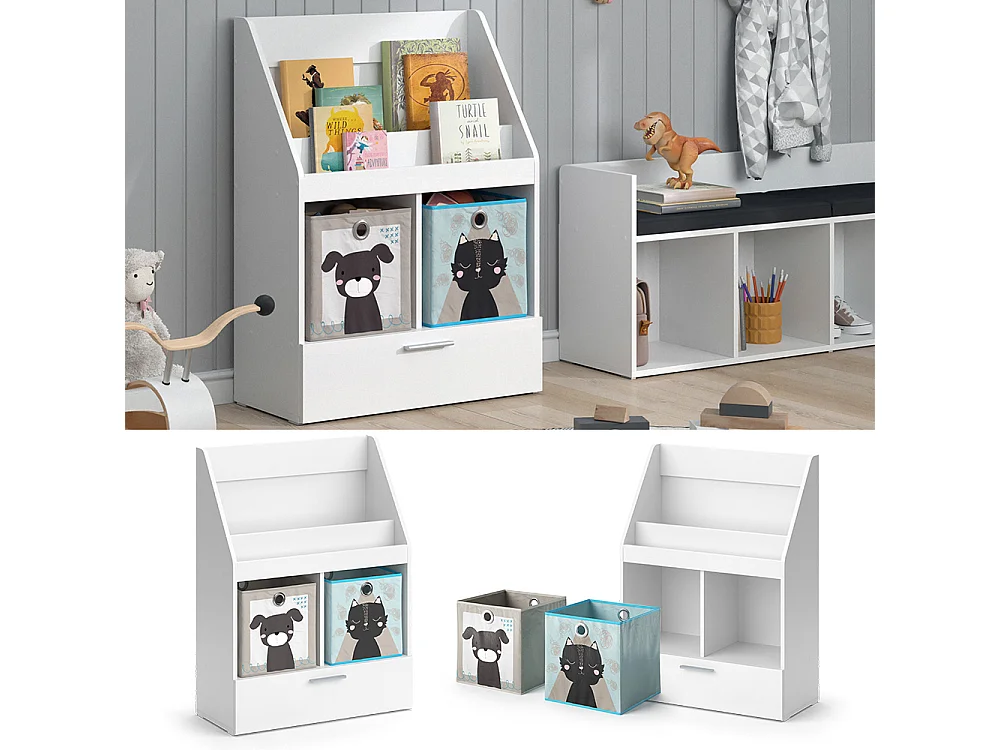 Bibliothèque enfant blanc 72x31.2x96.2 luigi