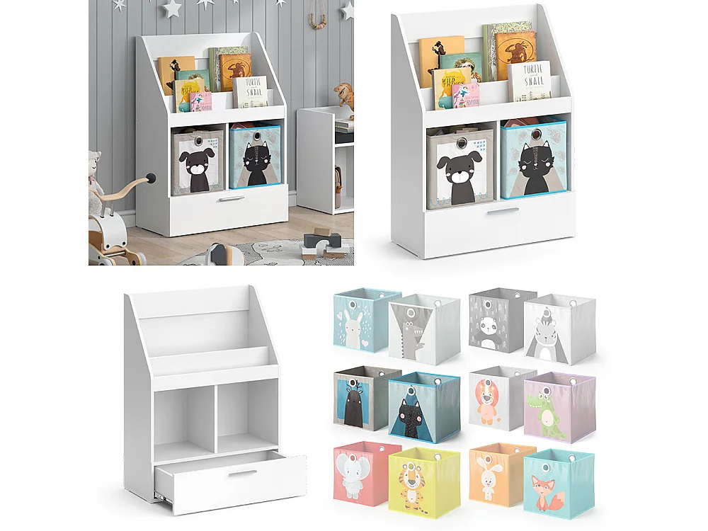 Bibliothèque enfant blanc 72x31.2x96.2 luigi