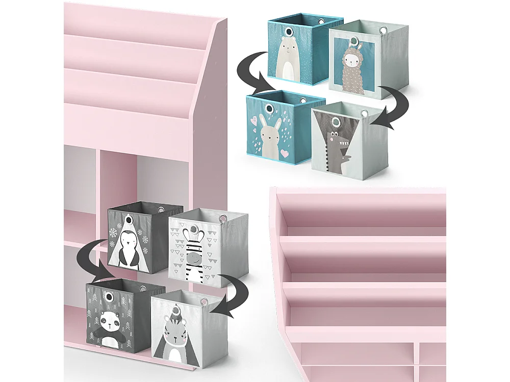 Bibliothèque enfant rose 72x31.2x114.2 luigi