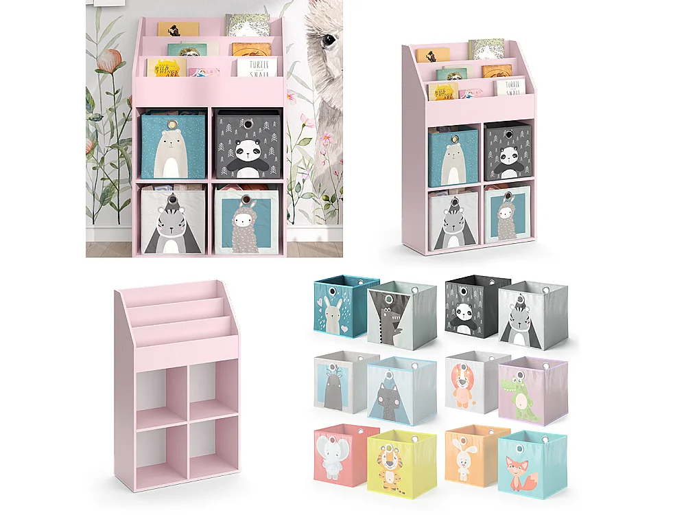 Bibliothèque enfant rose 72x31.2x114.2 luigi