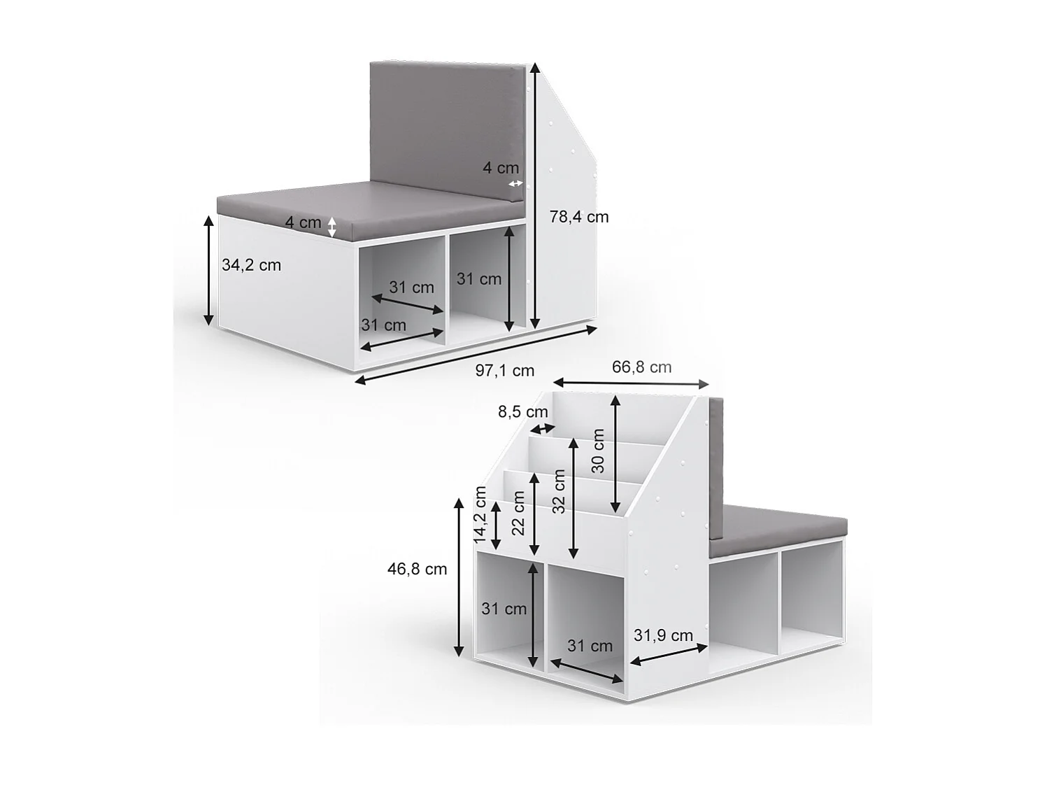 Bibliothèque enfant blanc 97.1x66.8x78.4 onix