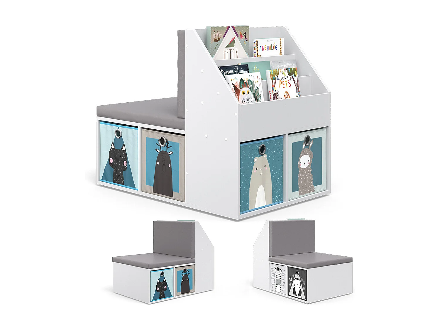 Bibliothèque enfant blanc 97.1x66.8x78.4 onix