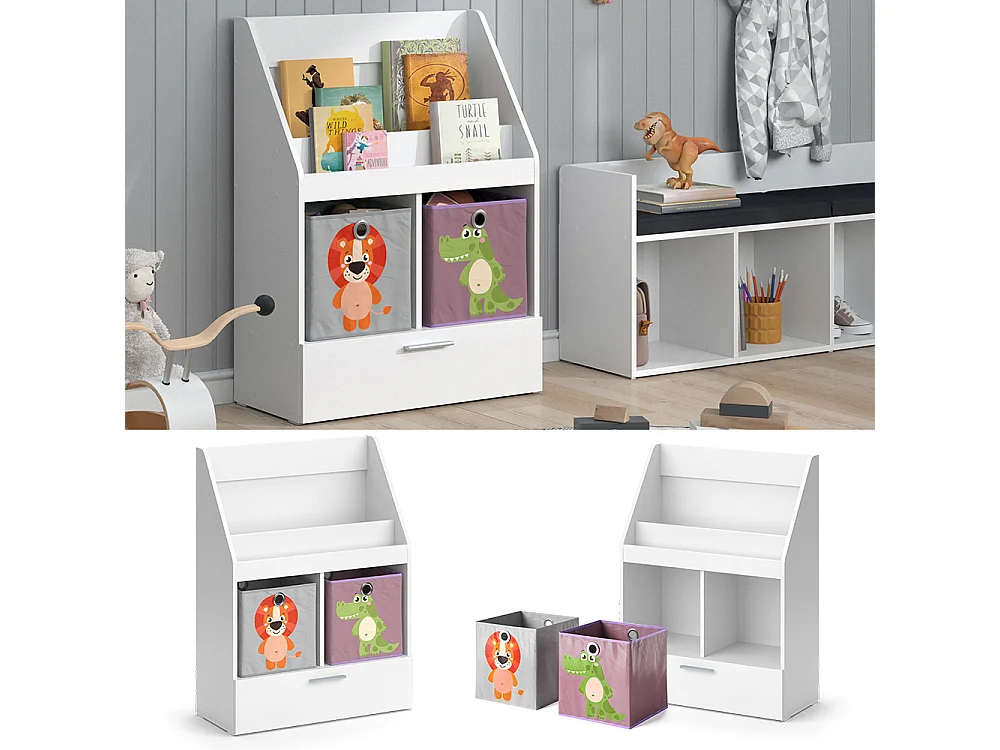 Bibliothèque enfant blanc 72x31.2x96.2 luigi