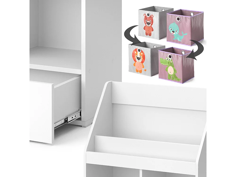 Bibliothèque enfant blanc 72x31.2x96.2 luigi