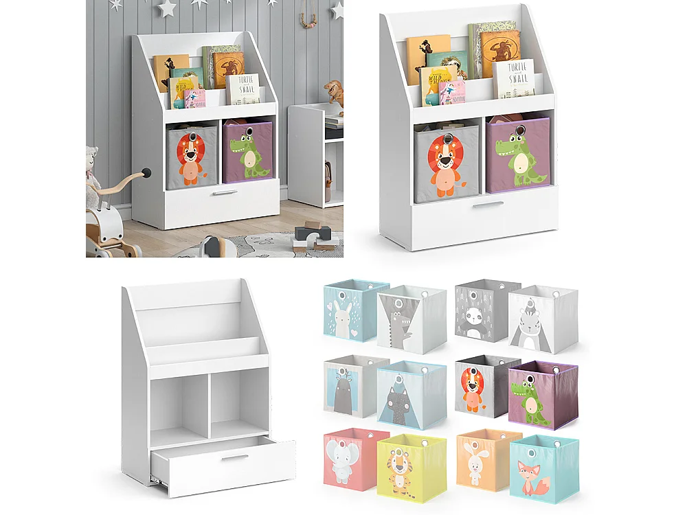 Bibliothèque enfant blanc 72x31.2x96.2 luigi