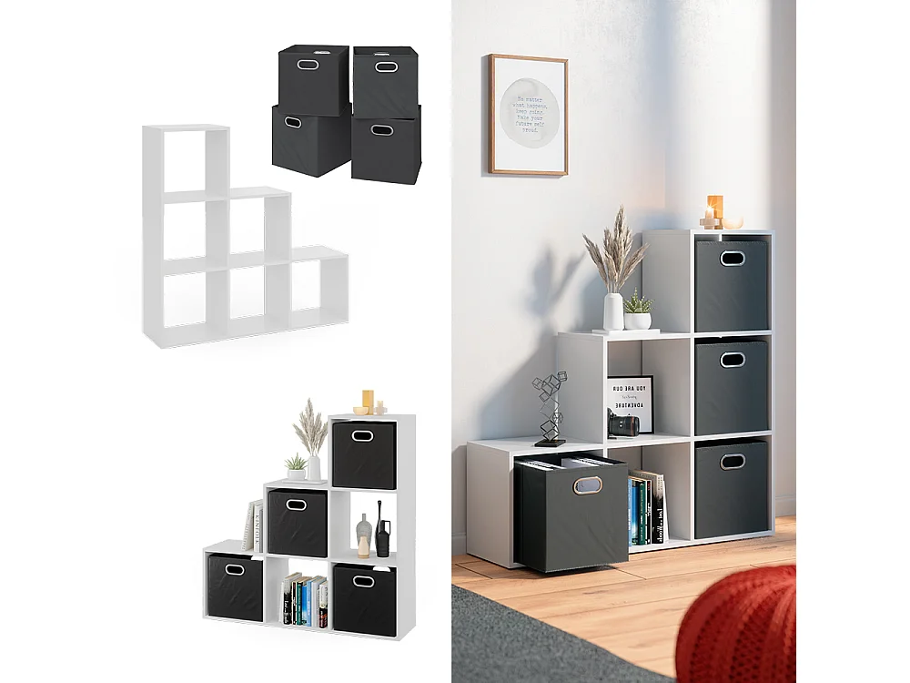 Treppenregal weiß 107.2x29x107.8