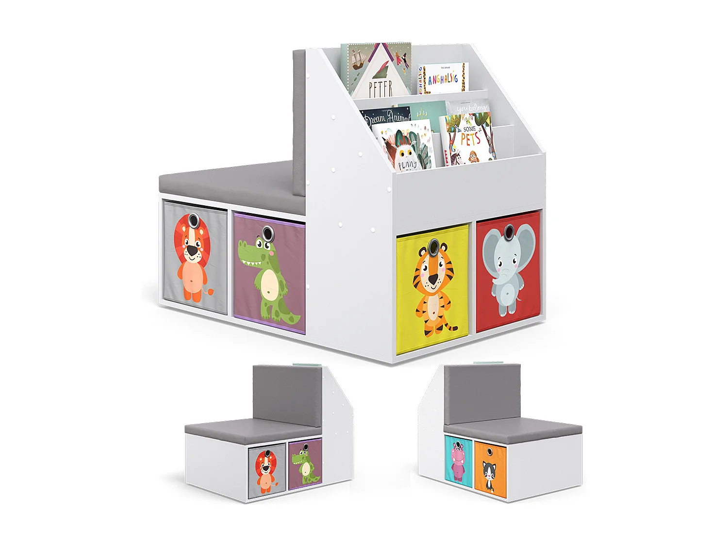 Bibliothèque enfant blanc 97.1x66.8x78.4 onix