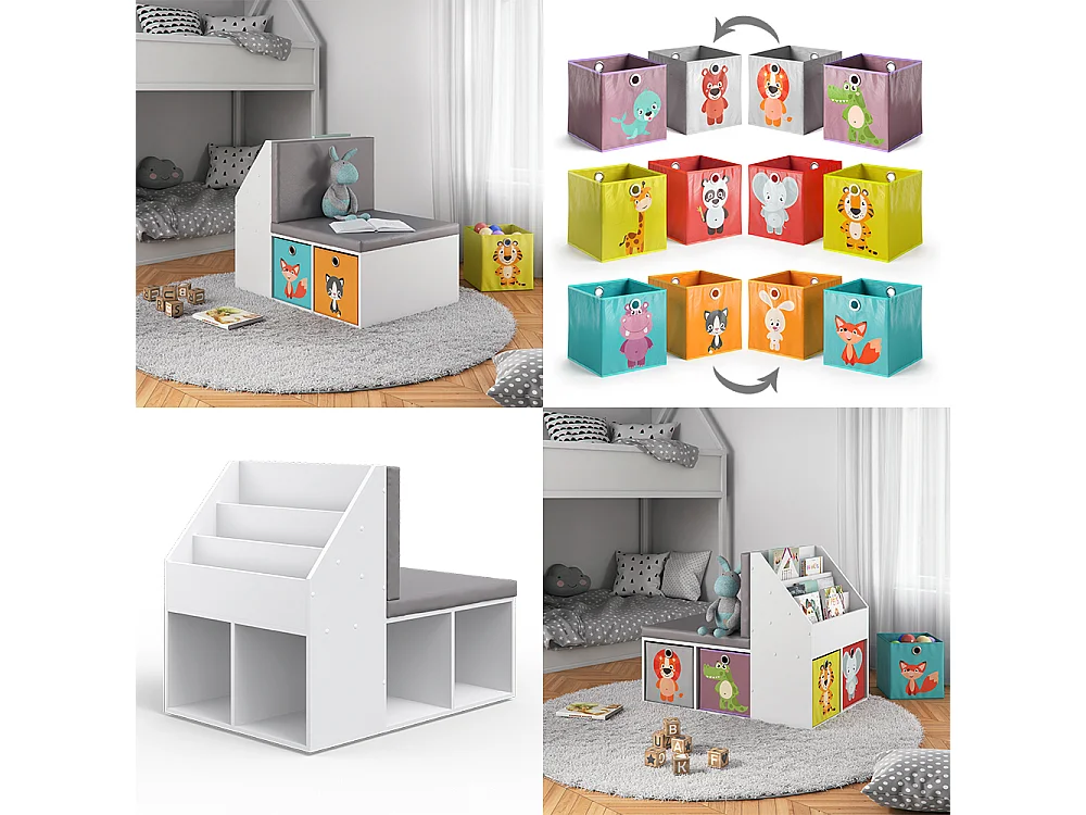 Bibliothèque enfant blanc 97.1x66.8x78.4 onix