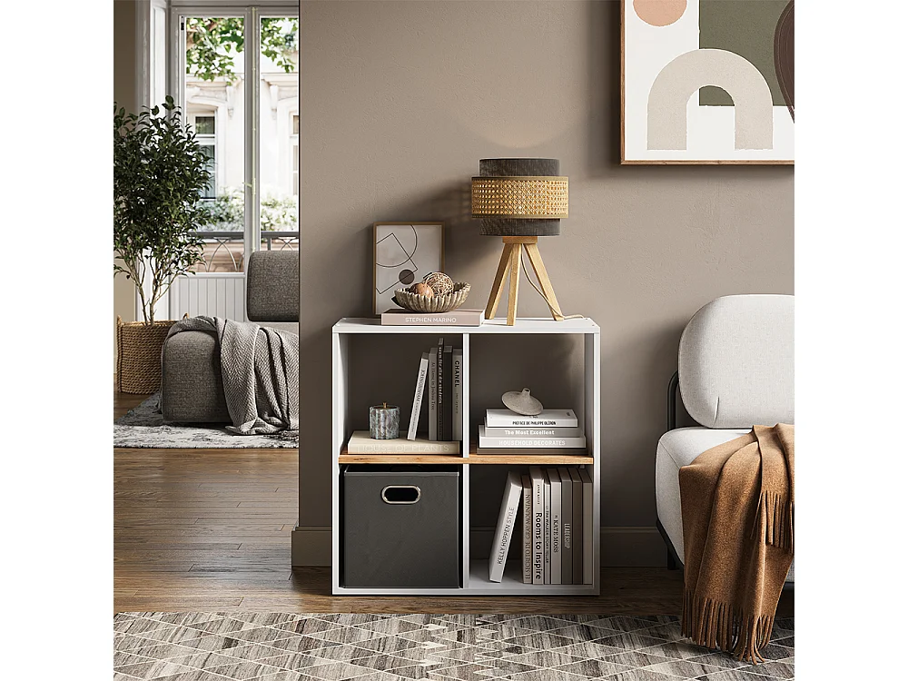 Meuble de rangement cube chêne blanc/force de lor 72x29x72.6 tetra