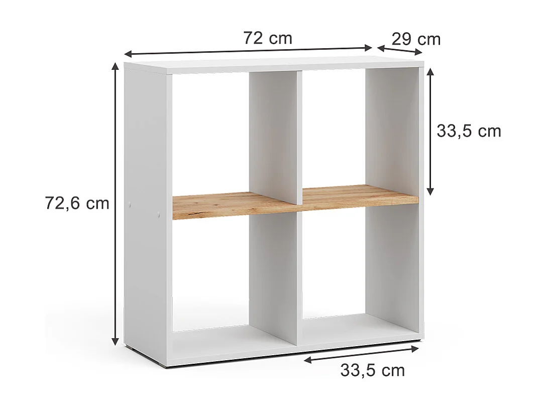 Meuble de rangement cube chêne blanc/force de lor 72x29x72.6 tetra