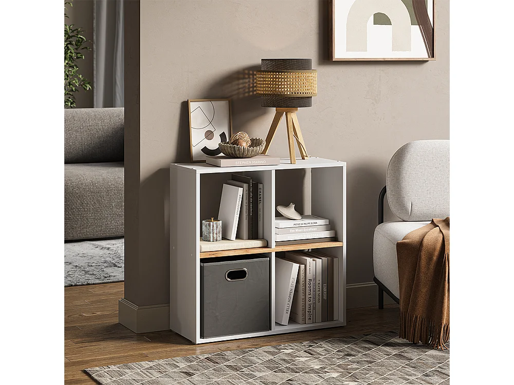 Meuble de rangement cube chêne blanc/force de lor 72x29x72.6 tetra