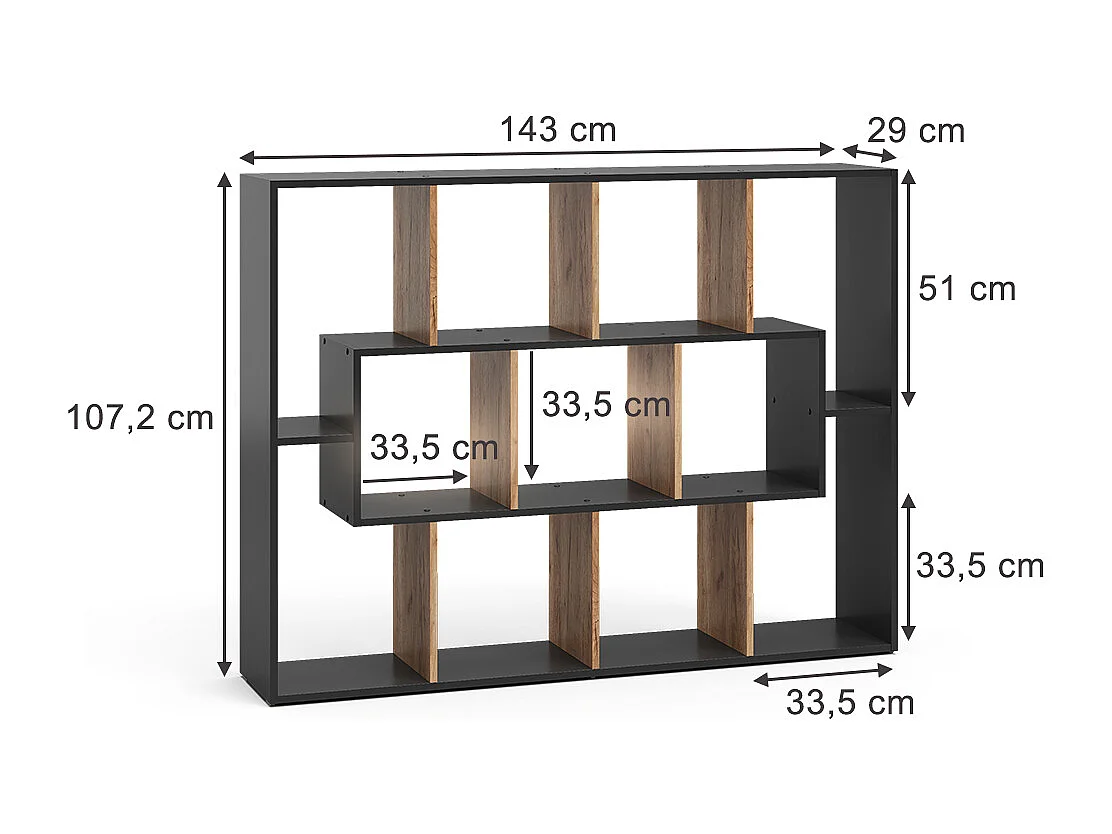 Raumteiler anthrazit/goldkraft eiche 107.2x29x143