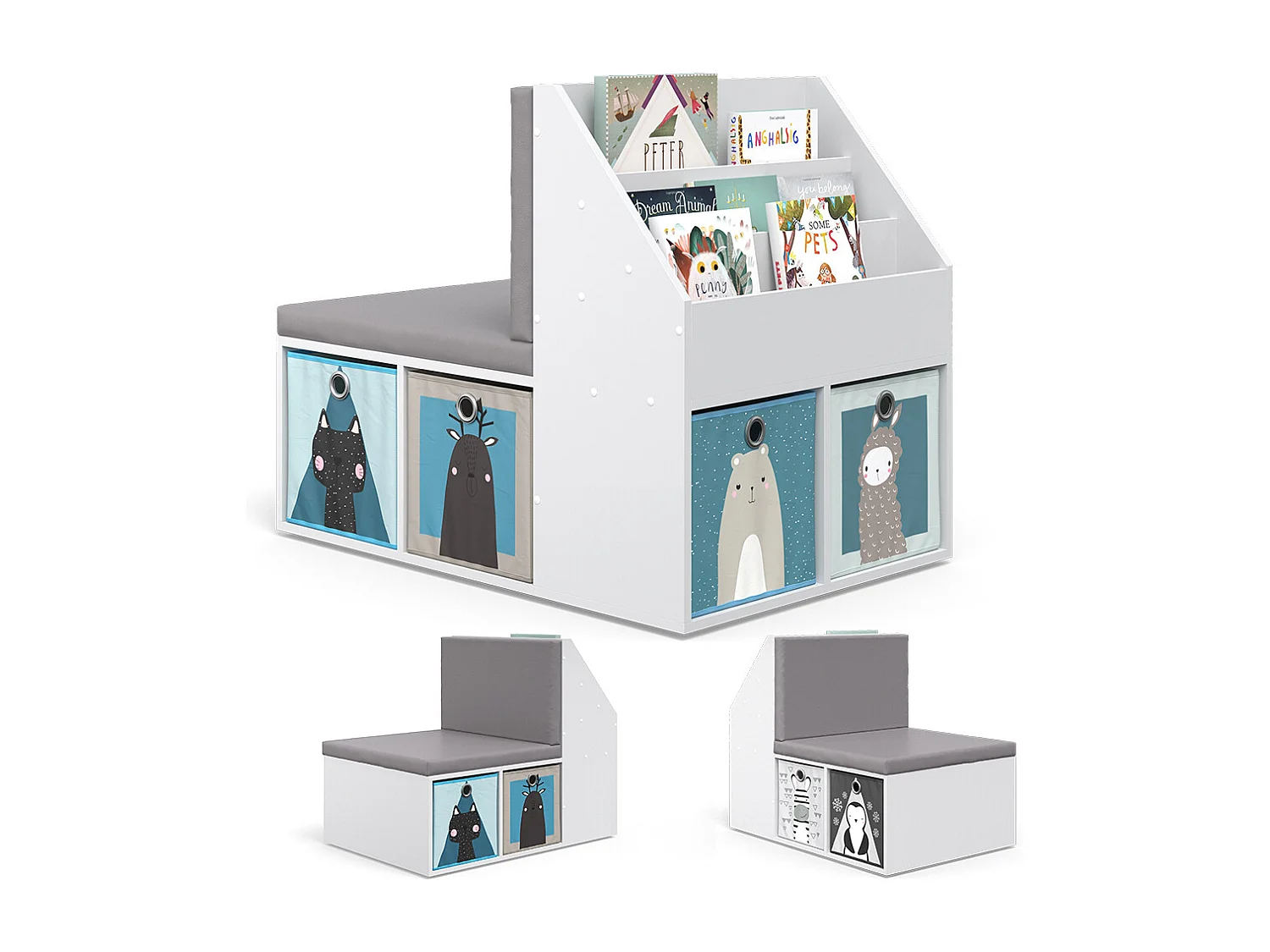 Bibliothèque enfant gris 97.1x66.8x78.4 onix