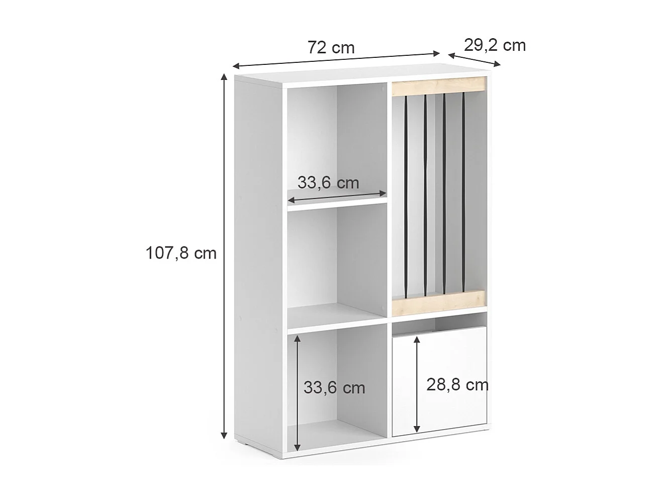 Libreria bambini bianco 29.2x72x107.8 luigi