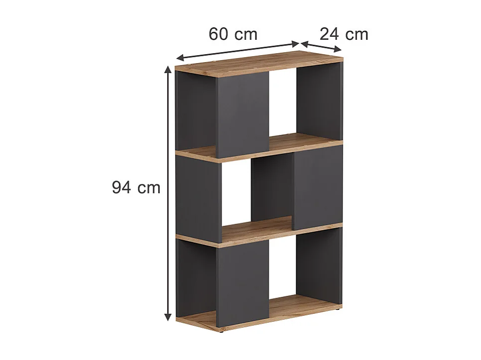 Room divider anthracite/golden oak 60x24x94 eneos
