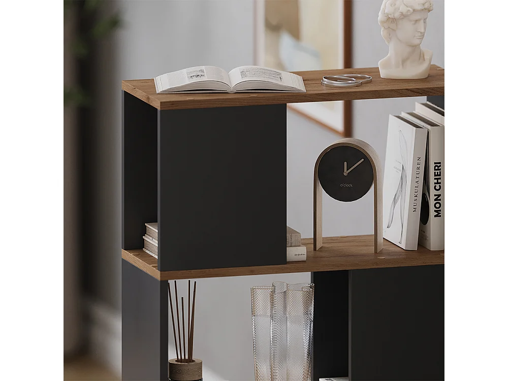 Room divider anthracite/golden oak 60x24x94 eneos