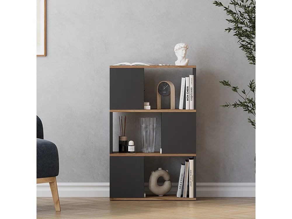 Room divider anthracite/golden oak 60x24x94 eneos